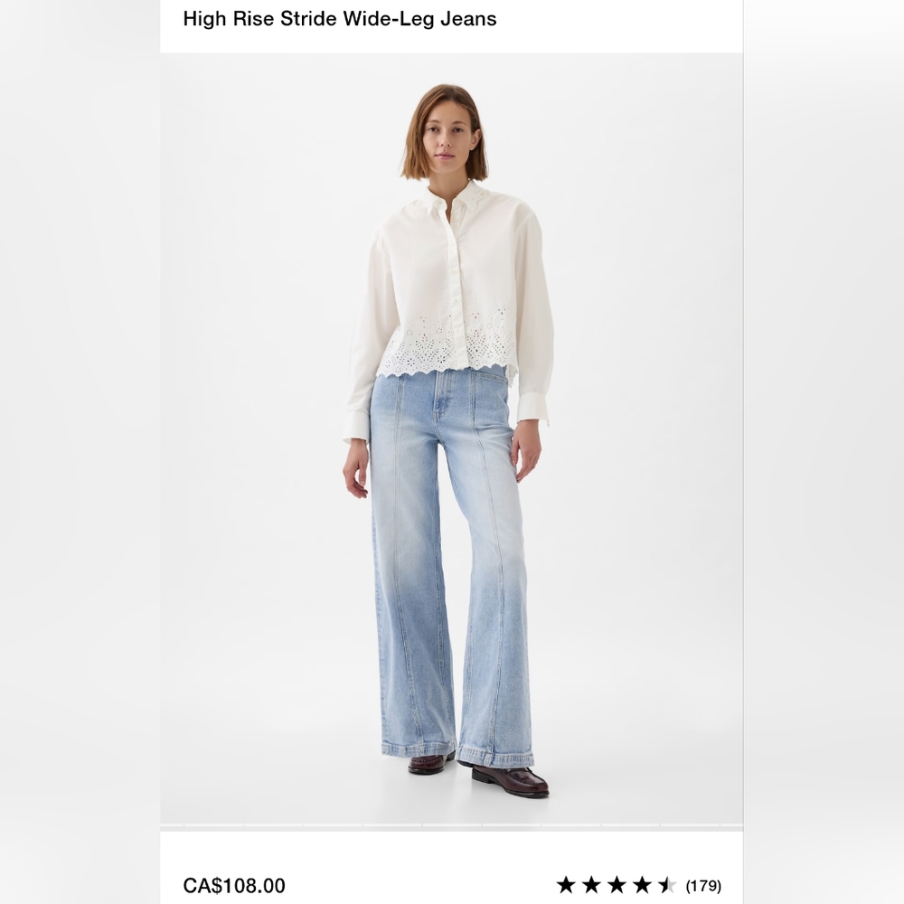 Gap High Rise Stride Wide Leg Jeans size 4